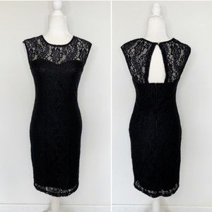Lovely Day Black Lace Sweetheart Sheer Yoke Sleeveless Bodycon Midi Dress